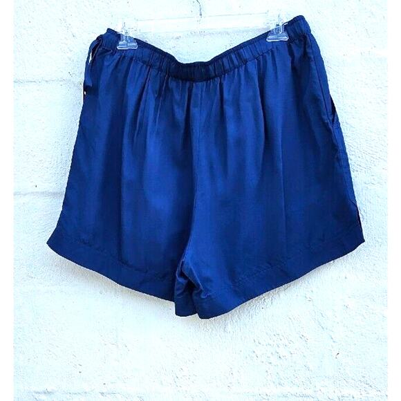 Helmut Lang Shorts Womens Large Cobalt Blue Viscose Pull On Tie Elastic Waist - Picture 5 of 12